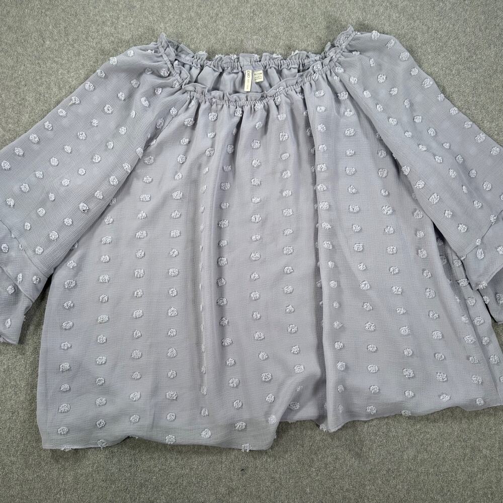 Cato Polka Dot Ruffle Blouse Women's 18/20W 3/4 Sheer Sleeve Light Purple Top